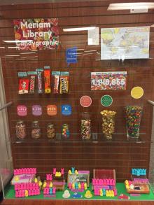 A library display of candy