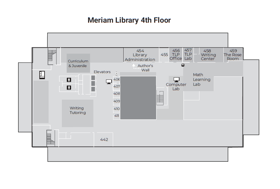 Map of Meriam Library 4th Floor