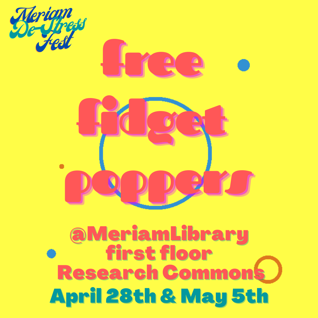 Bubbles popping against a yellow background and pink text stating free fidget poppers