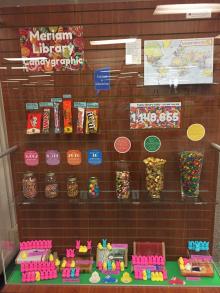 A library display of candy