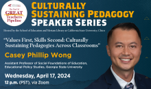 Culturally Sustaining Pedagogy Speaker Series informational flier
