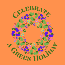 Green Holiday Recycle Wreath Picture of a holiday wreath using the recycle symbol