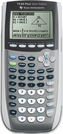 Photo of the TI 84 silver calculator