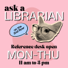 Ask a Librarian cat with glasses
